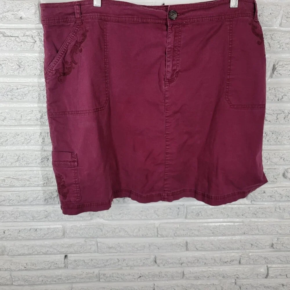 Croft Barrow Womens Skort 24W Plus Purple Zip Fly Cotton Blend PUR19E